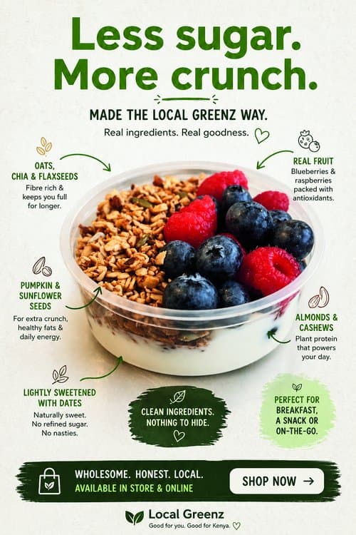 Less sugar. More crunch. Morning Crunch Granola Pot