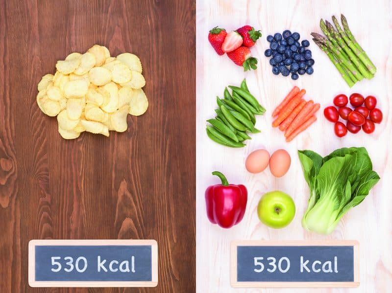 530 kcal: chips vs vegetables